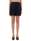 Dries Van Noten Pila Elastic Waistband Denim Shorts In Blue