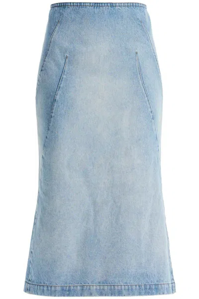 Dries Van Noten Zipped Denim Skirt In Blue