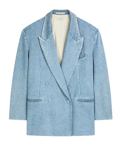 Dries Van Noten Double-breasted Denim Blazer In Blue