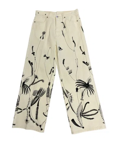 Dries Van Noten Denim Trousers With Belt Loops In Neutral
