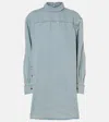 Dries Van Noten Blue Half-button Denim Shirt In Blue