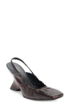 Dries Van Noten 75mm Elasticated-slingback Lizard-embossed Pumps In Brown