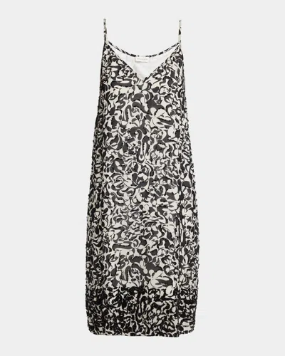 Dries Van Noten Denya Embellished Dotted Squiggle Print Slipdress In Black