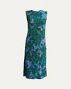 Dries Van Noten Sequin Round Neck Sleeveless Dress In Malachite