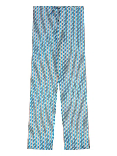 Dries Van Noten Devoré Elasticated Trousers In Blue