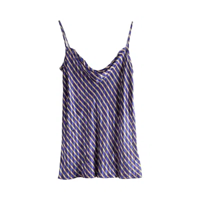 Pre-owned Dries Van Noten Devour Diagonal Stripe Chai Shirt 'purple' | Women's Size 36