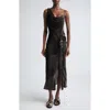 Dries Van Noten Deyon Draped Velvet Midi Dress In Multi