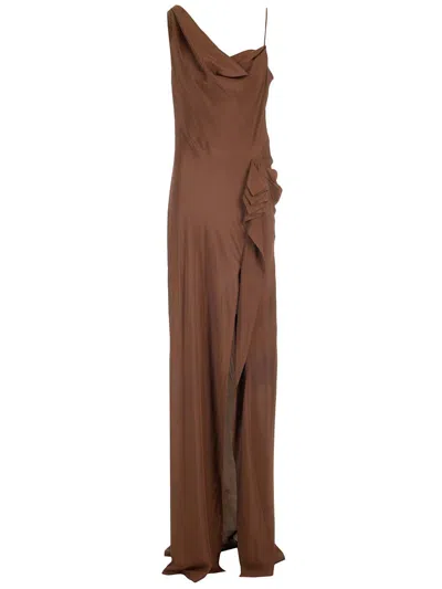 Dries Van Noten Deyon Floor-length Dress In Brown