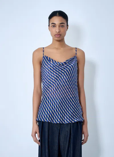Dries Van Noten Diagonal Stripe Camisole Top In Blue