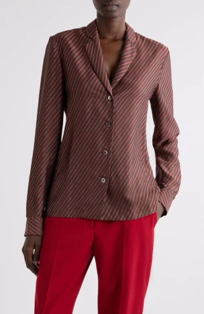 Dries Van Noten Diagonal Stripe Tailored Button-up Shirt In Brown