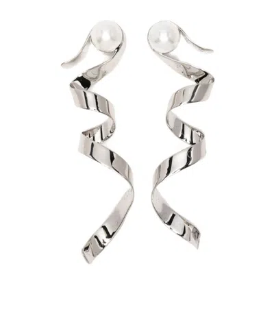 Dries Van Noten Diamond-encrusted Earrings. In Gray