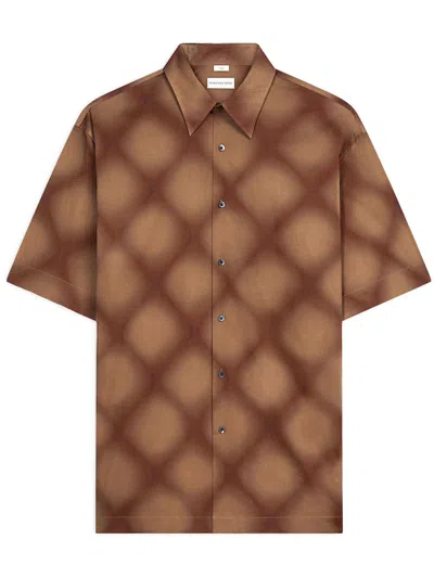 Dries Van Noten Diamond-pattern Shirt In Brown