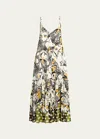 DRIES VAN NOTEN DIBA PRINTED MIDI DRESS WITH FLOUNCE HEM