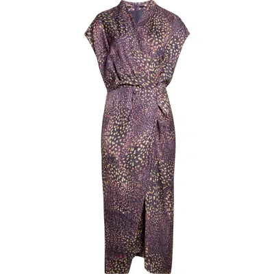Dries Van Noten Dilian Orchid Spots Faux Wrap Crepe Dress In Auber