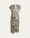 Dries Van Noten Dilian Printed Midi Dress In Black