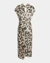 Dries Van Noten Dilian Printed Midi Dress In Black