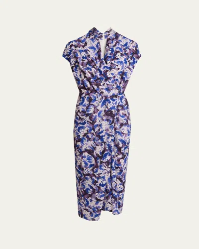 Dries Van Noten Dilian Printed Midi Dress In Blue
