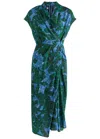Dries Van Noten Dilian Printed Silk Midi Dress In Green