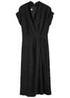 Dries Van Noten Dilian Wrap-effect Cloqué Midi Dress In Black