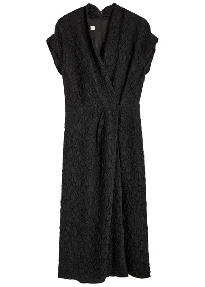 Dries Van Noten Dilian Wrap-effect Cloqué Midi Dress In Black