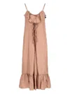 Dries Van Noten Light Brown Petticoat Dress With Ruffle In Brown