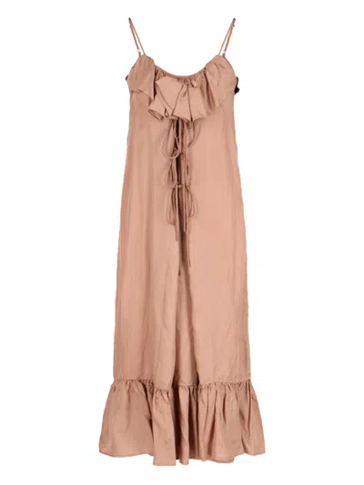 Dries Van Noten 'dimba' Ruffled Midi Dress In Pink