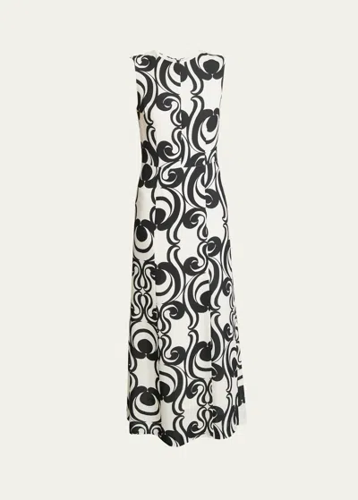 Dries Van Noten Dimia Abstract-print Sleeveless Dress In Black