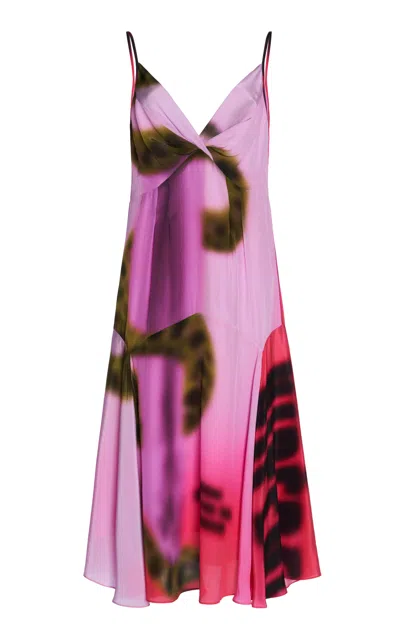 Dries Van Noten Dimitra Printed Midi Dress In Purple