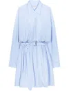 Dries Van Noten Dindi Belted Long-sleeve Shirtdress In Blue