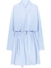 Dries Van Noten Dindi Belted Long-sleeve Shirtdress In Blue