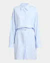 Dries Van Noten Dindi Belted Long-sleeve Shirtdress In Light Blue