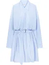 Dries Van Noten Dindi Belted Long-sleeve Shirtdress In Blue