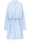 Dries Van Noten Dindi Belted Long-sleeve Shirtdress In Blue