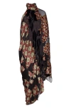 Dries Van Noten Dingo Draped Asymmetric Velvet & Silk Devoré Midi Dress In Multi