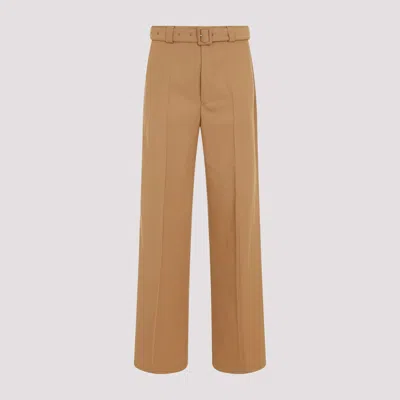 Dries Van Noten Belted Straight-leg Wool-blend Pants In Brown