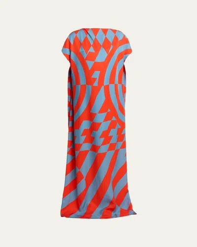 Dries Van Noten Diria Printed Satin Maxi Kaftan Dress In Multi