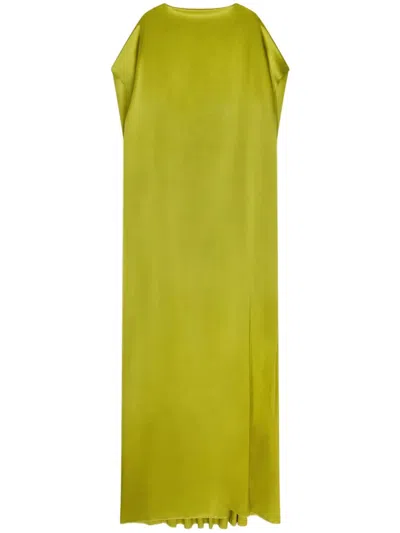 Dries Van Noten Diria Satin Silk Long Dress In Green