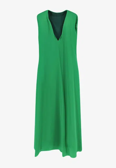 Dries Van Noten Diria V-neck Silk Dress In Green