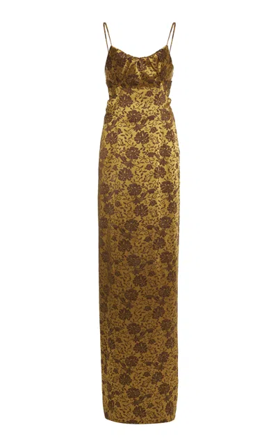 Dries Van Noten Dirios Floral Jacquard Gown In Yellow