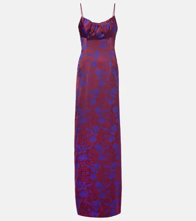 Dries Van Noten Dirios Floral Jacquard Maxi Dress In Burgundy