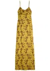 Dries Van Noten Dirios Floral-jacquard Satin Maxi Dress In Brown Dark