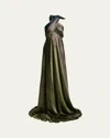 Dries Van Noten Disou Patchwork Silk Halter Gown In Green