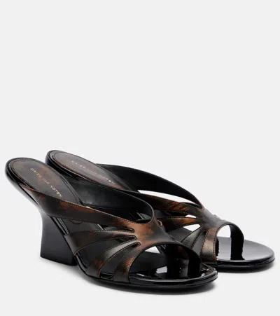 Dries Van Noten Distressed Leather Mules In Brown