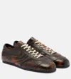 Dries Van Noten Leather Low Top Sneakers Rubber Sole In Animal Print
