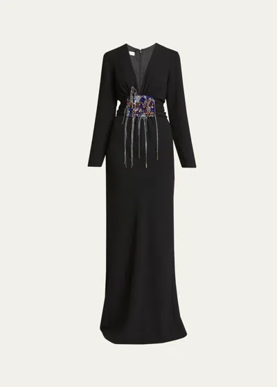 Dries Van Noten Dofilia Beaded Crystal Detail Dress In Black