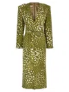 Dries Van Noten V-neck Belted Midi Dress In Green