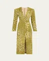 Dries Van Noten V-neck Belted Midi Dress In Khaki