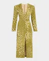 Dries Van Noten V-neck Belted Midi Dress In Khaki