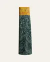 Dries Van Noten Doja Colorblock Printed Strapless Long Dress