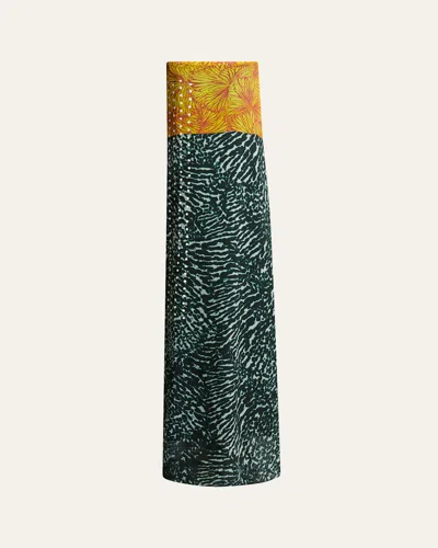 Dries Van Noten Doja Colorblock Printed Strapless Long Dress